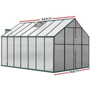Green Fingers Greenhouse 4.43x2.44x2.15M Aluminium Polycarbonate Green House Garden Shed-2