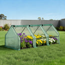Green Fingers Mini Greenhouse 240x90x90cm Steel Frame PE Cover Outdoor Shelter-1