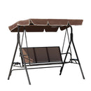 Gardeon Outdoor Swing Chair Garden Chair Canopy Cup Holder 3 Seater Brown-1