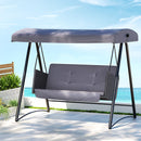 Gardeon Outdoor Swing Chair Garden Bench Furniture Canopy 3 Seater Rattan Grey-7