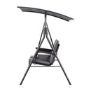 Gardeon Outdoor Swing Chair Garden Chair Canopy Cup Holder 2 Seater Grey-4