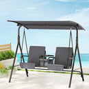 Gardeon Outdoor Swing Chair Garden Chair Canopy Cup Holder 2 Seater Grey-8