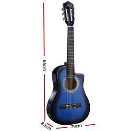 Alpha 34 Inch Classical Guitar Wooden Body Nylon String Beginner Kids Gift Blue - 0