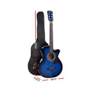 Alpha 38 Inch Acoustic Guitar Wooden Body Steel String Full Size w/ Stand Blue-2