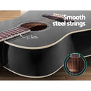 Alpha 41 Inch Acoustic Guitar Wooden Body Steel String Dreadnought Stand Black-5