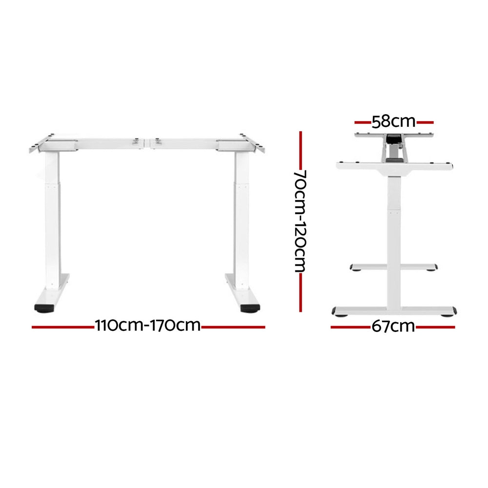 Artiss Standing Desk Frame Only Dual Motor Motorised White - 0