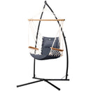 Gardeon Hammock Chair with Steel Stand Armrest Outdoor Hanging Grey-1
