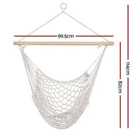 Gardeon Hammock Chair Outdoor Hanging Camping Mesh Indoor Cream - 0