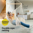 Gardeon Hammock Chair Swing Camping Mesh Cream-4