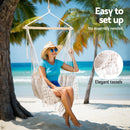 Gardeon Hammock Chair Swing Camping Mesh Cream-5