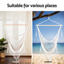 Gardeon Hammock Chair Swing Camping Mesh Cream-6