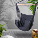 Gardeon Hammock Chair Outdoor Camping Hanging Hammocks Cushion Pillow Grey-8