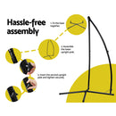 Gardeon Hammock Chair with Steel Stand Macrame Outdoor Swinging Grey-7