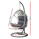 Gardeon Outdoor Egg Swing Chair Wicker Furniture Pod Stand Armrest Light Grey-2