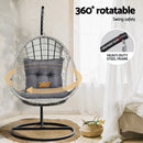 Gardeon Outdoor Egg Swing Chair Wicker Furniture Pod Stand Armrest Light Grey-6