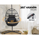 Gardeon Outdoor Egg Swing Chair Hanging Chair Wicker Rope Pod Stand Foldable Grey-6