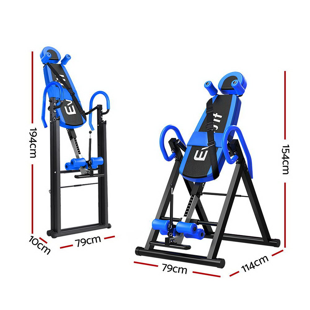 Everfit Inversion Table Gravity Exercise Inverter Back Stretcher Home Gym Blue - 0