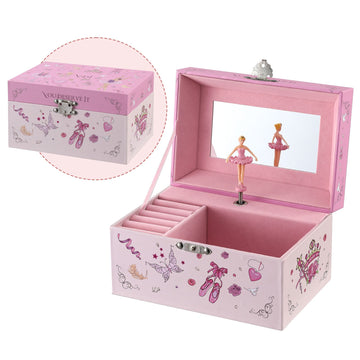 Keezi Kids Jewellery Box Organiser for Girls Kids Music Box Princess Pink - 0