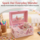 Keezi Kids Jewellery Box Organiser for Girls Kids Music Box Princess Pink-5