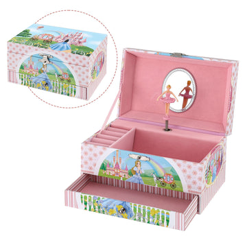 Keezi Kids Jewellery Box Organiser for Girls Kids Music Box with Drawer - 0