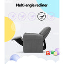 Keezi Kids Recliner Chair Linen Soft Sofa Lounge Couch Children Armchair Grey-5