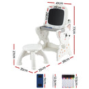 Keezi Kids Table and Chair Set 2 in 1 Easel Desk Stool w/ LCD Writing Tablet-2