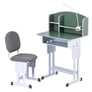 Keezi Kids Study Desk Chair Set Adjustable Ergonomic Table LED Lamp Green-1