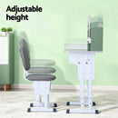 Keezi Kids Study Desk Chair Set Adjustable Ergonomic Table LED Lamp Green-4