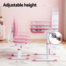 Keezi Kids Study Desk Chair Set Adjustable Ergonomic Table LED Lamp Pink-4