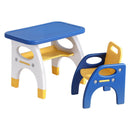 Keezi Kids Table and Chair Set HDPE Toddler Activity Play Set Blue/Yellow-1