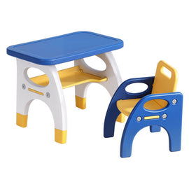 Keezi Kids Table and Chair Set HDPE Toddler Activity Play Set Blue/Yellow