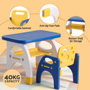 Keezi Kids Table and Chair Set HDPE Toddler Activity Play Set Blue/Yellow-6