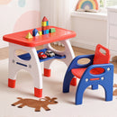 Keezi Kids Table and Chair Set HDPE Toddler Activity Play Set Orange/Yellow-7