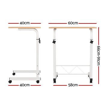 Artiss Laptop Desk Table Adjustable 60CM Light Wood - 0