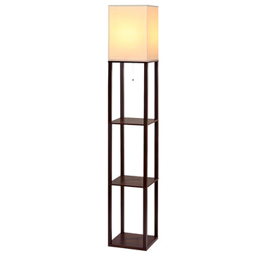 Artiss Floor Lamp 3 Tier Shelf Storage LED Light Stand Home Room Vintage White - 0