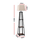 Artiss Floor Lamp 3 Tier Shelf Storage LED Light Stand Home Room Vintage White-2