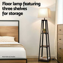 Artiss Floor Lamp 3 Tier Shelf Storage LED Light Stand Home Room Vintage White-4