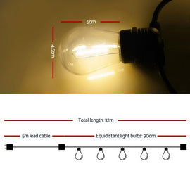 32m LED Festoon String Lights Christmas Decorations Wedding Party Outdoor Garden - 0