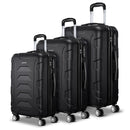Wanderlite 3pc Luggage Trolley Travel Suitcase Set TSA Hard Case Lightweight Black-3
