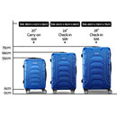Wanderlite 3pc Luggage Trolley Travel Suitcase Set TSA Hard Shell Case Strap Blue-2