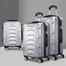 Wanderlite 3pc Luggage Trolley Travel Suitcase Set TSA Hard Case Shell Strap Silver-8
