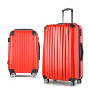 Wanderlite 2pc Luggage Trolley Travel Set Suitcase Carry On TSA Hard Case Lightweight Red-1