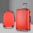 Wanderlite 2pc Luggage Trolley Travel Set Suitcase Carry On TSA Hard Case Lightweight Red-8