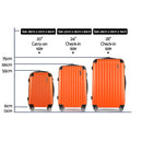 Wanderlite 3pc Luggage Trolley Travel Set Suitcase Carry On TSA Lock Hard Case Lightweight Orange-2