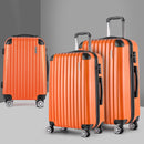 Wanderlite 3pc Luggage Trolley Travel Set Suitcase Carry On TSA Lock Hard Case Lightweight Orange-8