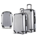 Wanderlite 3pc Luggage Trolley Travel Set Suitcase Carry On TSA Lock Hard Case Lightweight Silver-1