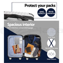 Wanderlite 3pc Luggage Trolley Travel Set Suitcase Carry On TSA Lock Hard Case Lightweight Silver-5