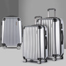 Wanderlite 3pc Luggage Trolley Travel Set Suitcase Carry On TSA Lock Hard Case Lightweight Silver-8