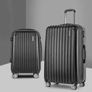 Wanderlite 2pcs Luggage Trolley Set Travel Suitcase Carry On Hard Case Lightweight Black-1