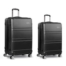 Wanderlite 2pc Luggage Trolley Set Suitcase Travel TSA Carry On Hard Case Lightweight Black-3